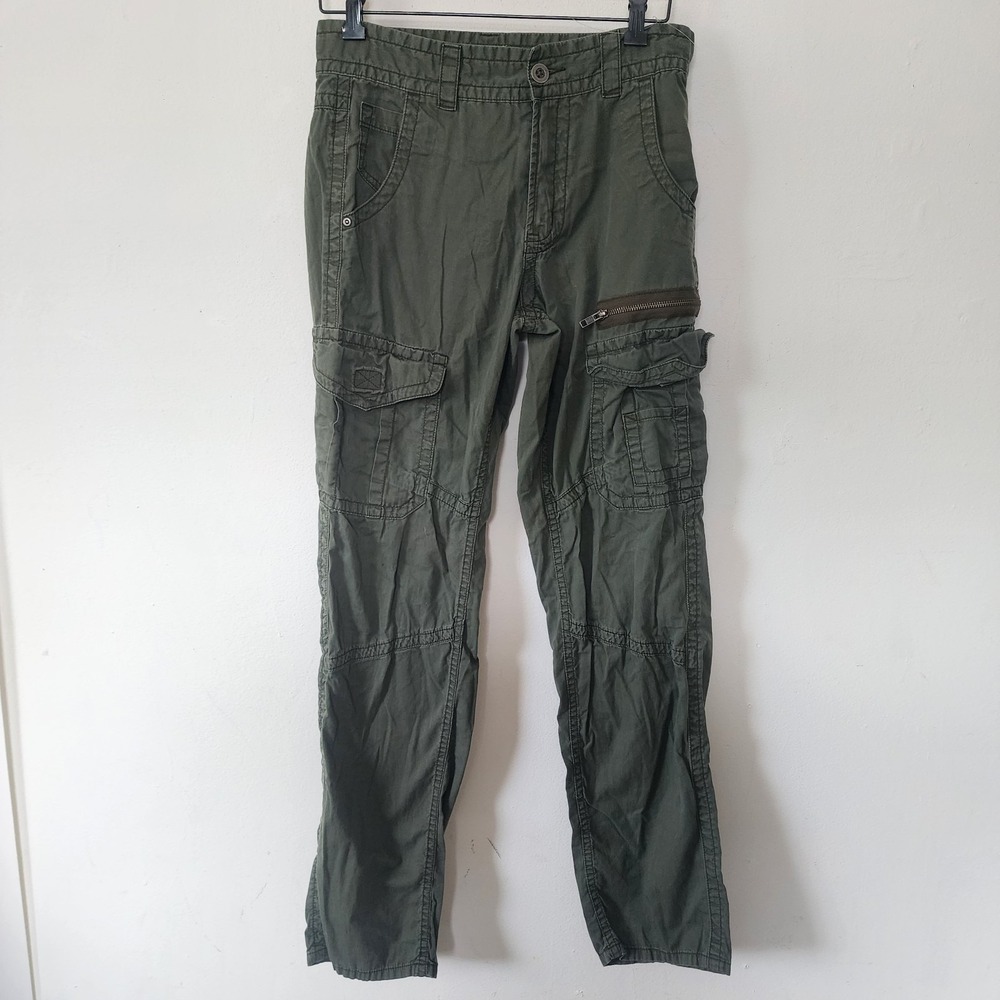Y2K Vintage Olive Green Cargo Pants Womens Size 29 By Generra 100% Cotton